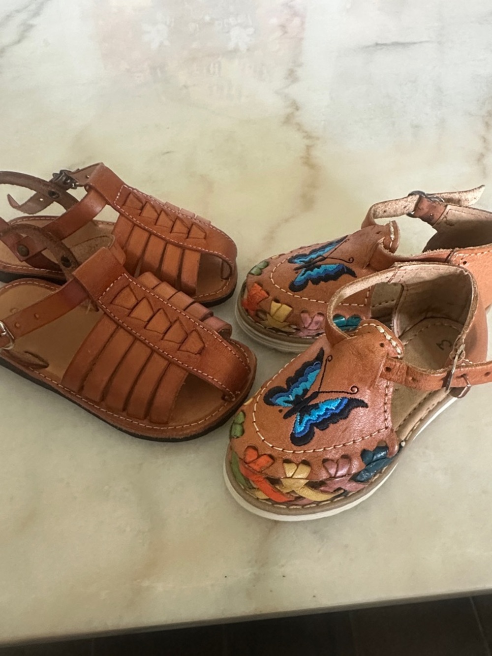 Made in Mexico Mexican Brown Leather Sandals - 2 pairs